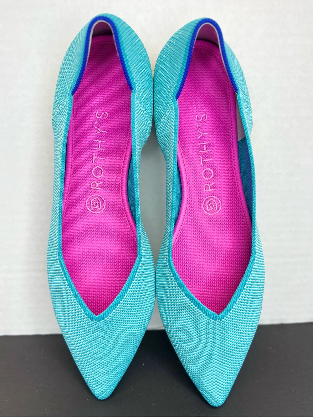 Rothy's “The Point” Retired Island Blue Pointed-Toe  Ballet Flats Womens Sz 9.5 - Picture 8 of 13